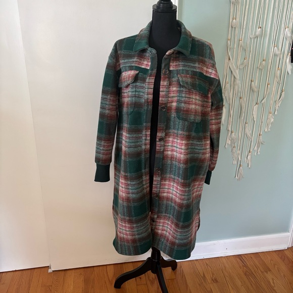 Maurice’s Plaid Long Coat with Button Closure large - Picture 1 of 9